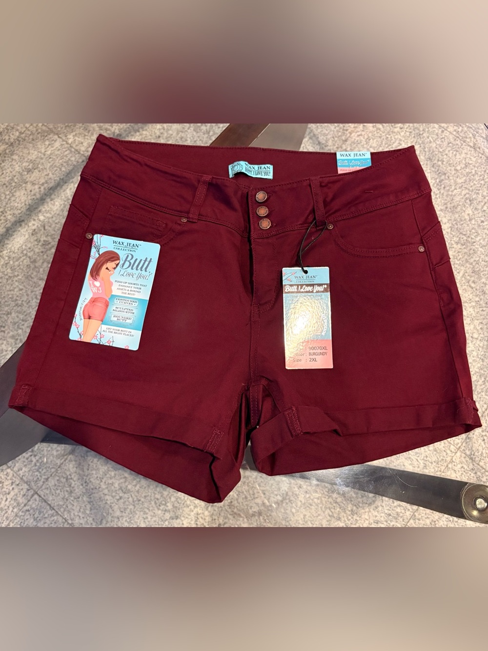 Wax Jean Burgundy High-Rise Cuffed Shorts